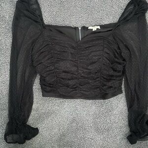 Chocolate Black Sheer Ruched Crop Top